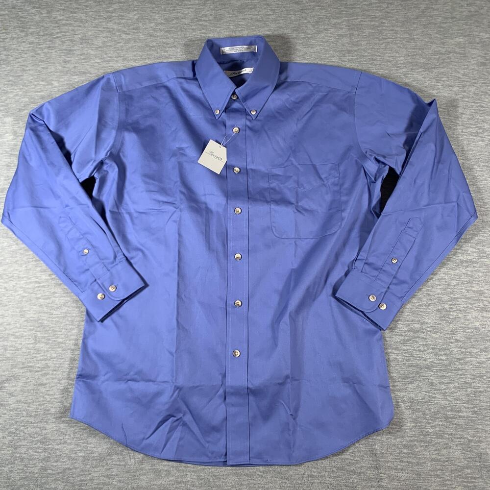 Forsyth Dress Shirt Mens Medium Light Blue Button Down Long Sleeve Cotton Blend